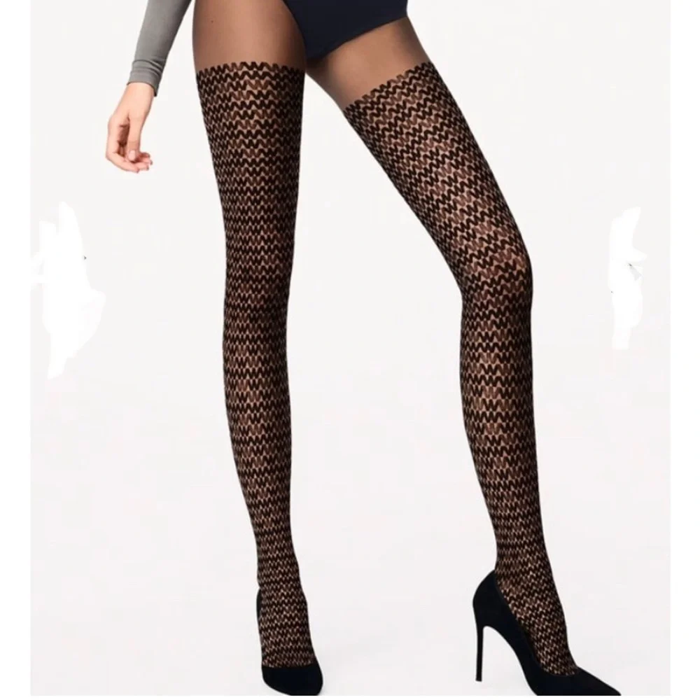 Wolford Logo Tights – Iconic “W” Print – XS NWT